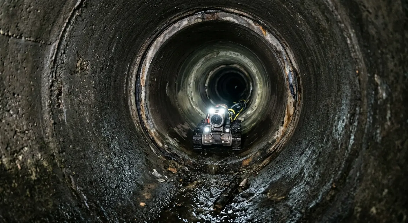 Robotic sewer camera inspecting pipe interior for Sewer Line Repair in Fitchburg
